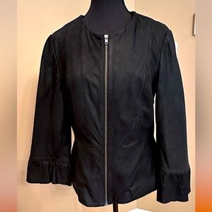 BB Dakota black leather jacket ruffle sleeves size L